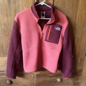 The North Face Coral and Maroon Fleece pullover
